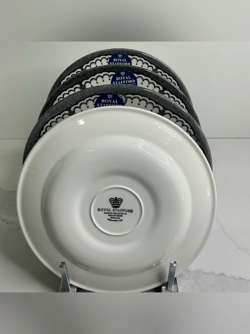 4 Royal Stafford Salad Plates HALLOWEEN HOME 8in Ceramic Spooky Boo New